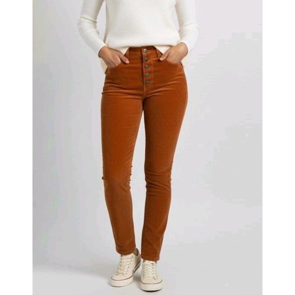 Cabi Corduroy Pants Womens Size 8 Straight Leg Style # 3927 Camel Tan Button Fly